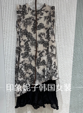 现货欧洲站2026夏季新款印花连衣裙女无袖长裙子15769