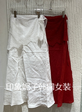 欧洲站2026夏新款A字半身裙女高腰显瘦气质蕾丝拼接长裙262K552