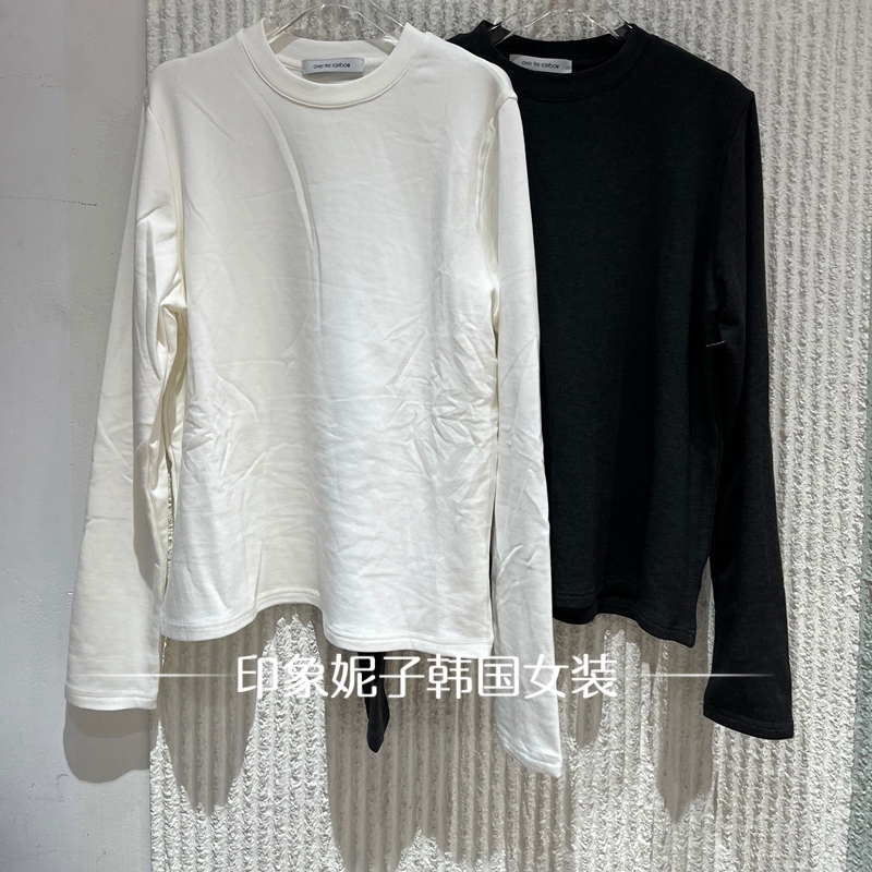 欧洲站现货2025极简风长袖T恤女款圆领百搭显瘦基础款上衣