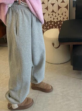 韩国加绒卫裤 可束脚直筒两穿主播自留韩国休闲裤长101cm