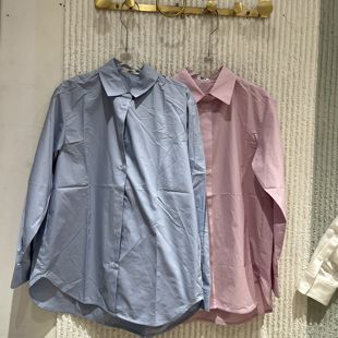 欧洲站2026春季新款PH23时尚翻领宽松百搭纯色长袖衬衫女68099