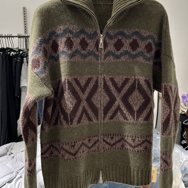 欧洲站2025冬季新款祖母风毛衣