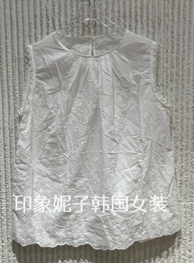 欧洲站2026年夏季镂空背心韩国女装白色衫无袖圆领柔软舒适83023