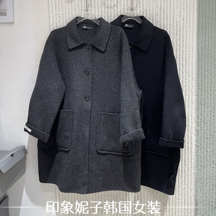 欧洲站2025秋季新款MYPH时尚翻领单排扣宽松显瘦毛呢外套大衣1659