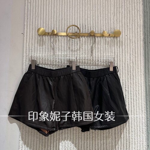 秋季新款A字阔腿显瘦皮短裤女