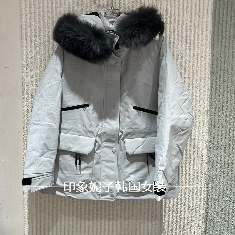 欧洲站2025冬季新款时尚貉子毛帽宽松休闲保暖白鸭绒羽绒服953779