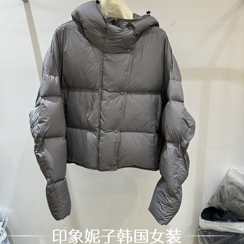 欧洲站2025冬季新款 时尚连帽宽松短款白鸭绒羽绒服外套女89721