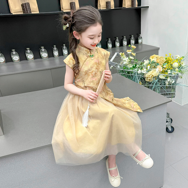 女童新中式纱裙套装女宝宝汉服裙