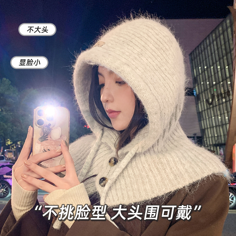 帽子披肩围巾一体加厚抗风保暖护耳阿尔法帽