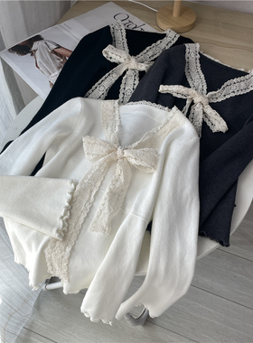 SA小树2025新年款奶呼呼软糯针织衫女甜甜的蝴蝶结的毛衣上衣潮