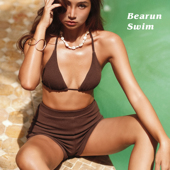 SWIM 海边比基尼小胸聚拢套装 2025夏季 BEARUN 度假风挂脖泳装