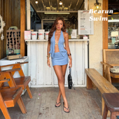 性感挂脖连衣裙女2025新款 BEARUN SWIM 海边穿搭设计感连体裙子