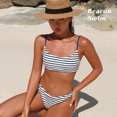 BEARUN SWIM 条纹比基尼套装2026新款海边度假泳装分体泳衣两件套