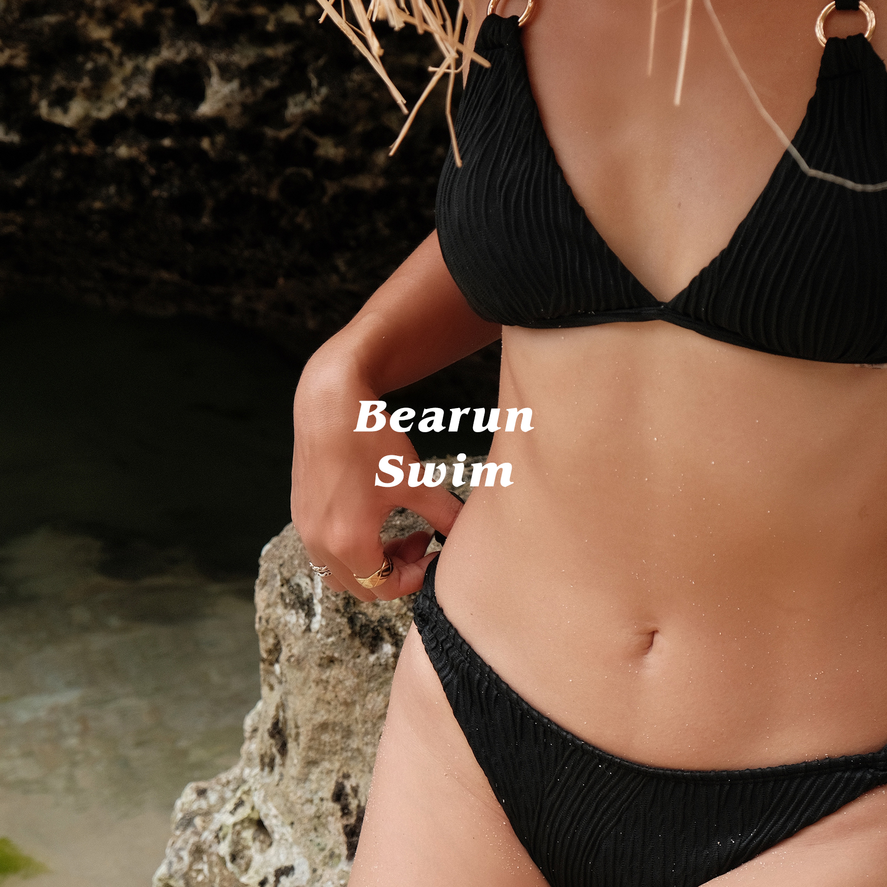 BEARUN SWIM 肌理感分体泳衣套装女2024新款辣妹挂脖绑带比基尼