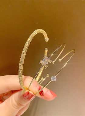 三层字母H手链女生ins小众设计手镯组合叠戴韩国轻奢闺蜜礼物手饰