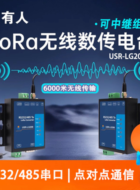 有人lora模块数传电台232/485串口点对点无线传输模块USR-LG206-L