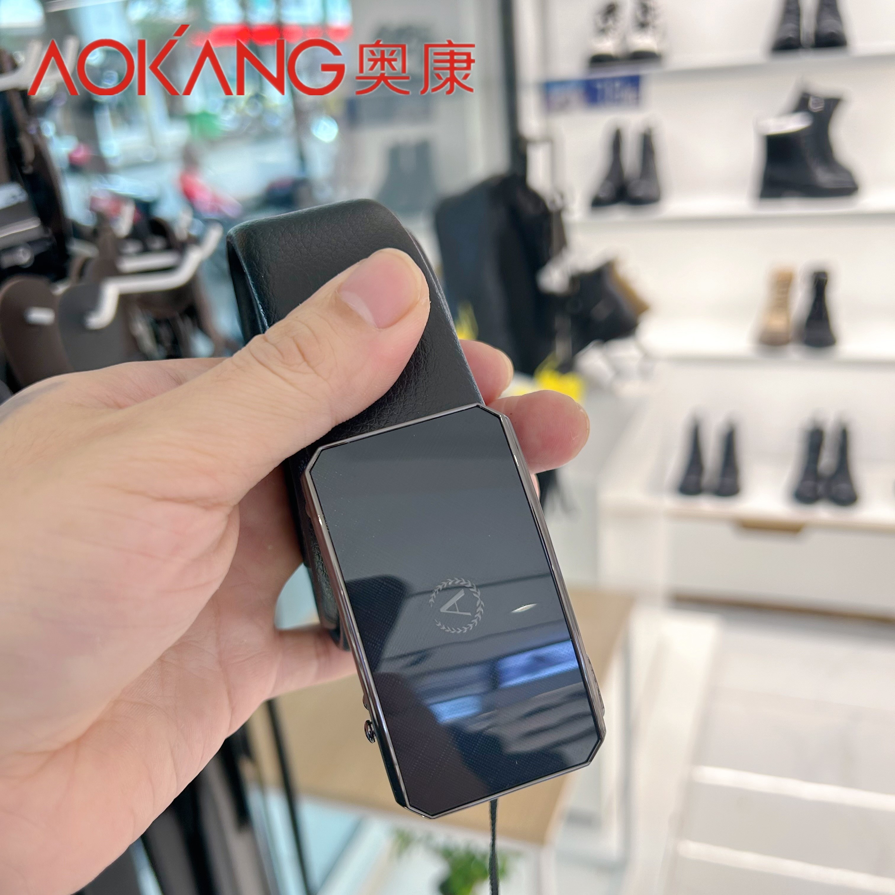 奥康皮带男士真皮自动扣腰带新款男式名牌裤带头层牛皮商务裤腰带