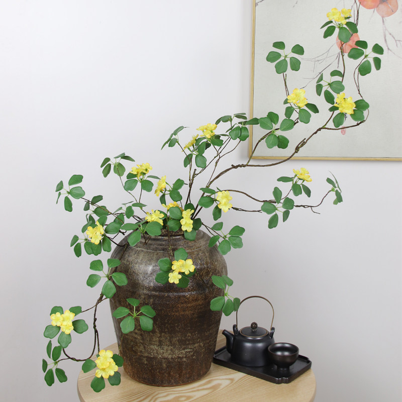 中式禅意仿真花长枝观音莲藤造型假花客厅玄关装饰花藤杏花绢花
