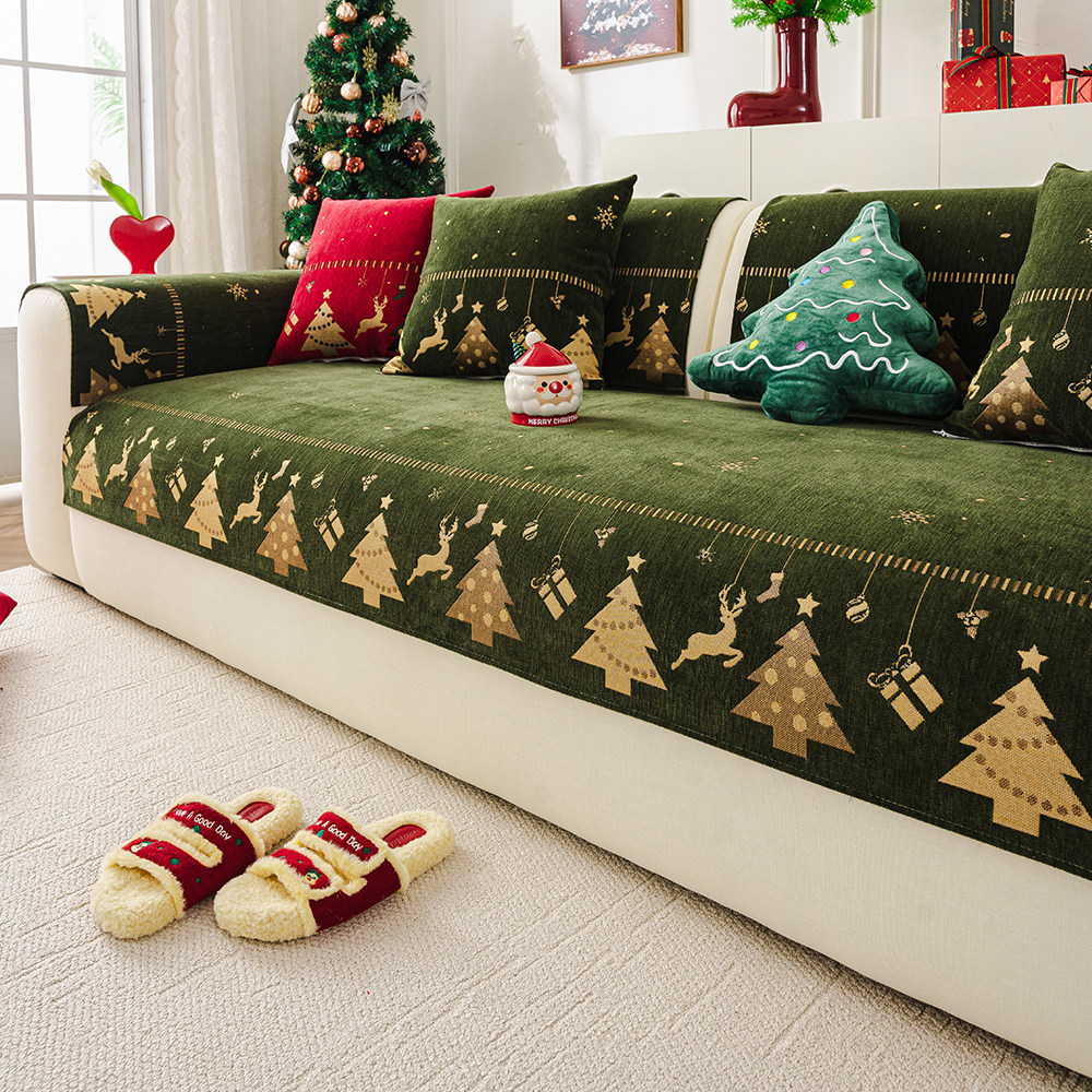 雪尼尔圣诞沙发垫四季通用北欧简约现代防滑座垫纯棉沙发套罩定制,居家布艺,沙发垫,淘宝优惠券,粉丝福利购,淘宝优惠卷