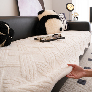 毛绒沙发垫冬新款防滑高级简约现代盖布巾防猫抓真皮沙发座垫定制