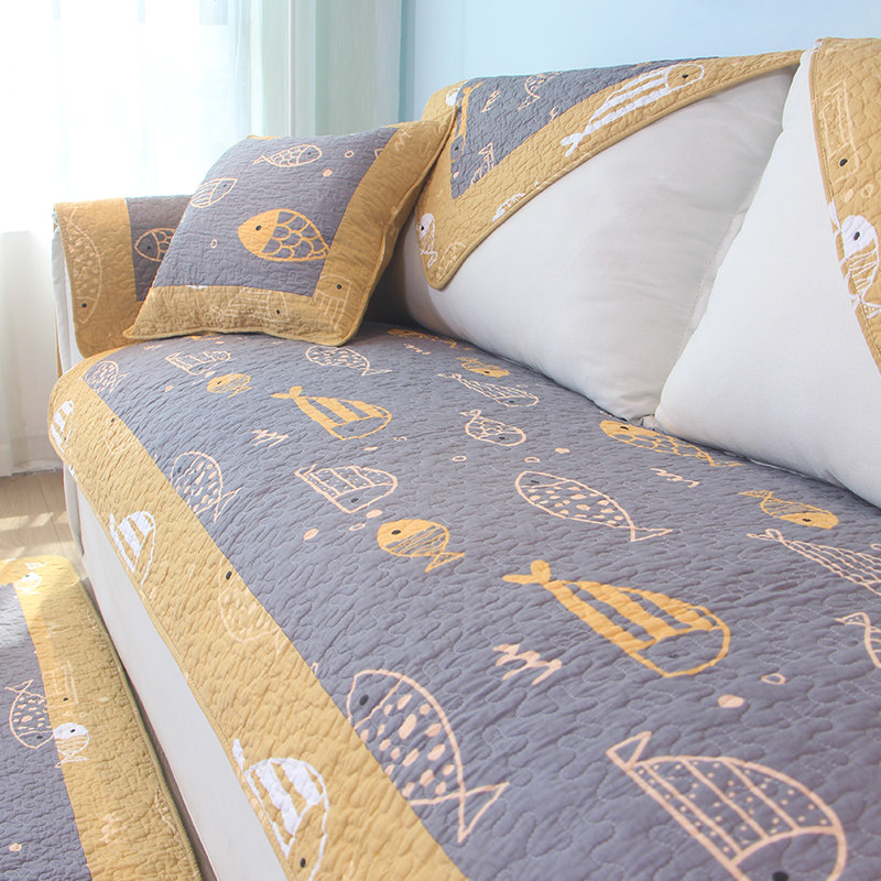 全棉防滑沙发垫四季通用布艺沙发套罩高档皮沙发巾小碎花坐垫纯棉