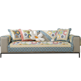 全棉布艺沙发垫简约现代纯棉四季通用田园北欧防滑皮沙发套罩巾盖