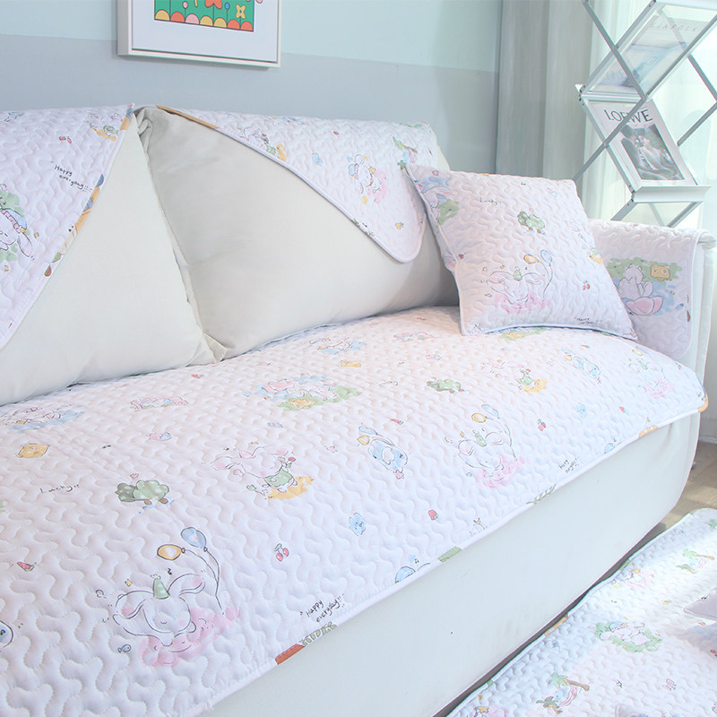 清新全棉沙发垫四季通用布艺防滑皮沙发套罩巾纯棉简约现代坐垫子