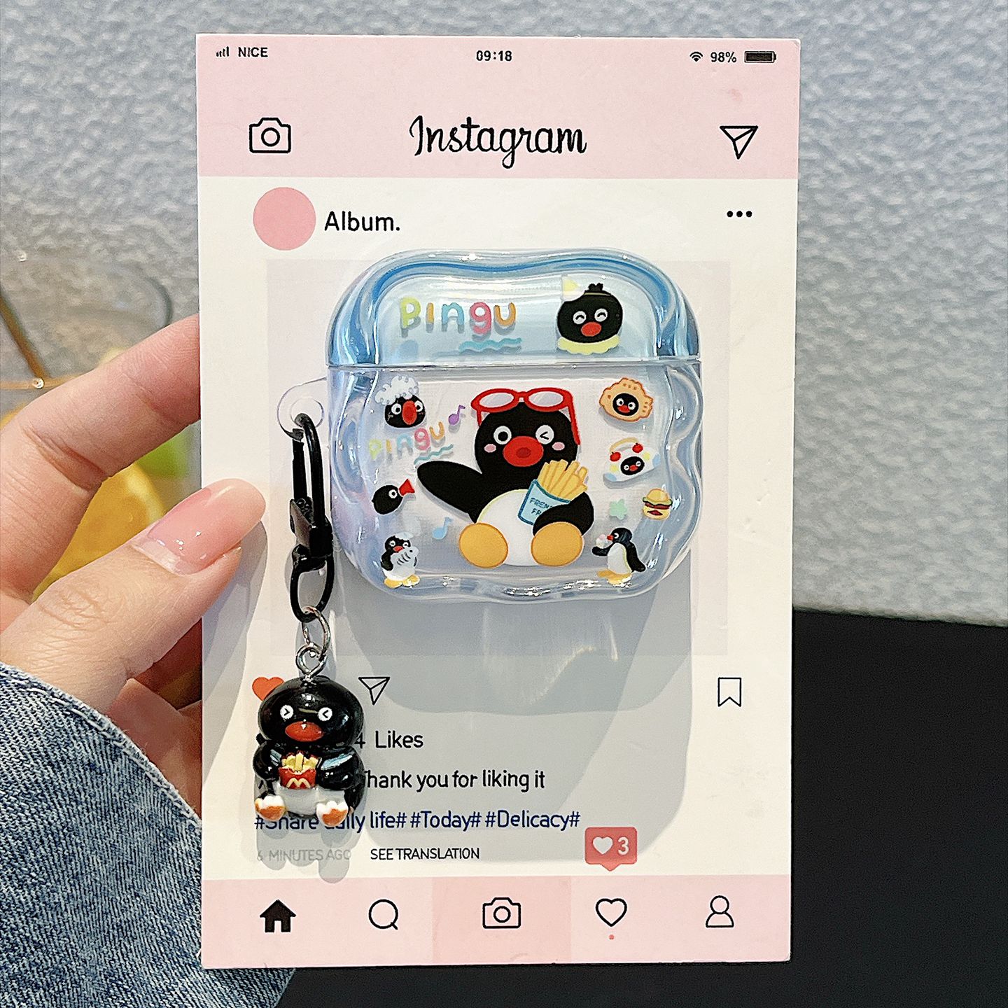 可爱卡通企鹅pingu适用airpods3防摔挂件airpodspro2苹果无线蓝牙耳机壳新款AirPods 4代趣味IMD耳机保护壳图片