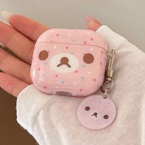 ins可爱粉底彩色波点轻松熊airpods4保护套airpod3适用苹果pro3耳机壳二代无线蓝牙第三代2代airpodpro四代