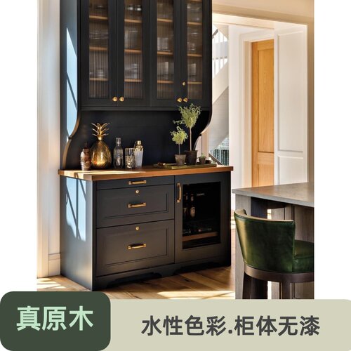 途蓝全实木法式餐厅家具田园酒柜