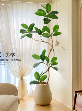 仿真绿植高端轻奢孟加拉榕客厅仿生室内植物盆栽摆件落地装饰假树