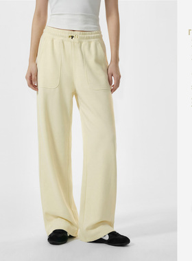 马登黑色窄版直筒阔腿休闲老钱风长裤针织空气层云感卫裤子女士春