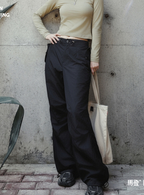 马登美式褶皱高街工装vibe风降落伞兵裤阔腿抽绳束脚舞蹈长裤女春