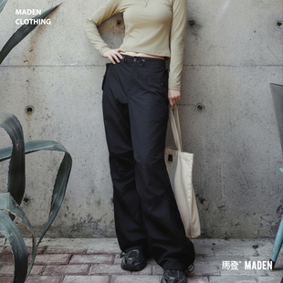 阔腿抽绳束脚舞蹈长裤 vibe风降落伞兵裤 女秋 褶皱高街工装 马登美式