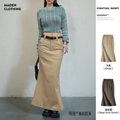 马登复古中腰A字显瘦包臀裙气质修身 长款 鱼尾裙百搭半身裙秋夏女