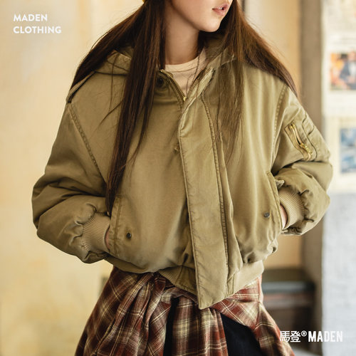 飞行员连帽夹棉棒球服马登女装