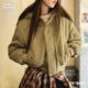 马登巴恩风美式 复古宽松飞行员夹克连帽工装 夹棉衣服外套女士秋冬