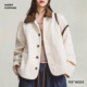 马登复古奶白毛呢工装 女 夹克休闲短上衣秋季 外套法式 气质翻领猎装