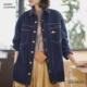 马登美式 外套上衣女士春季 复古翻领丹宁牛仔衬衣夹克宽松长袖 衬衫
