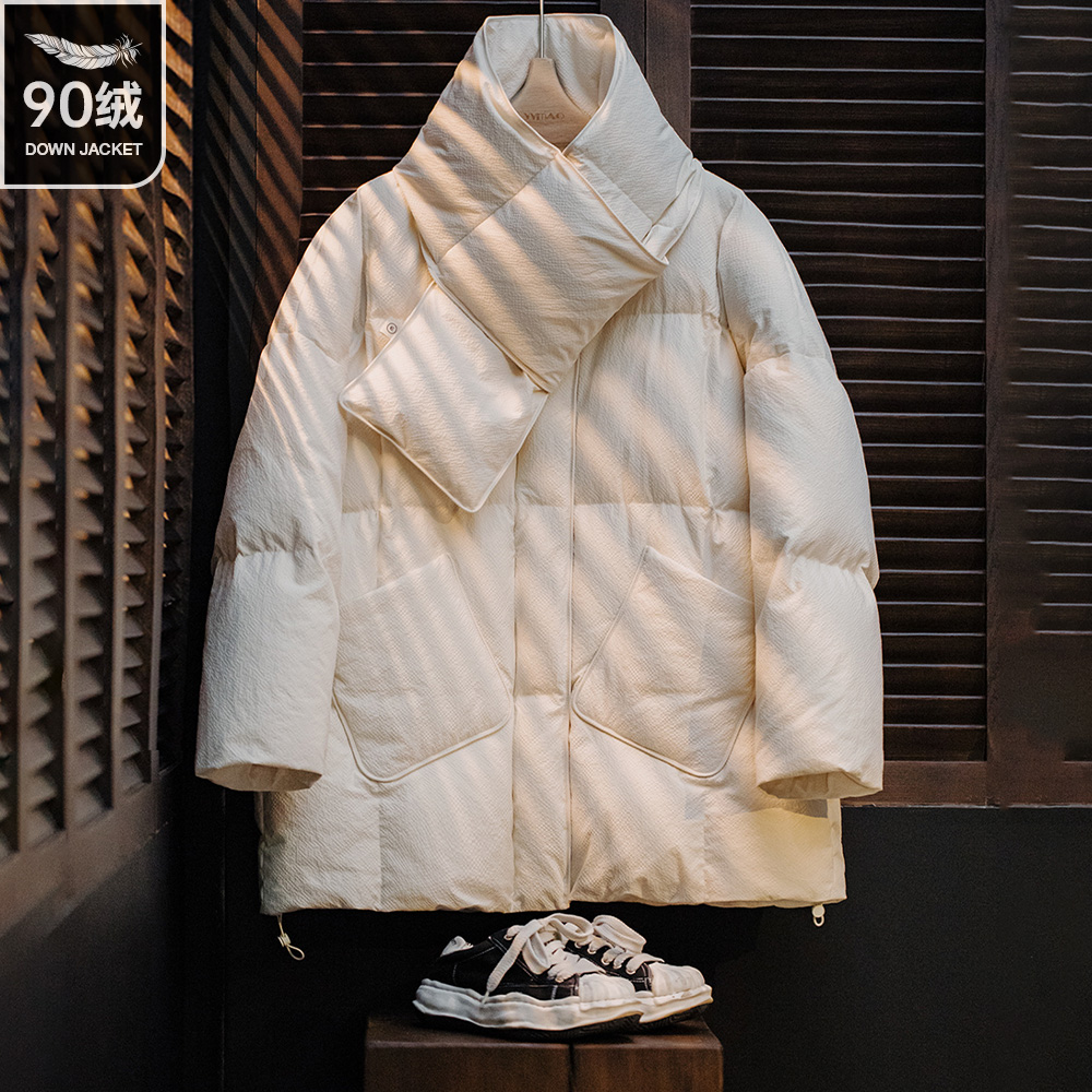 马登女装围脖云朵棒球领羽绒服