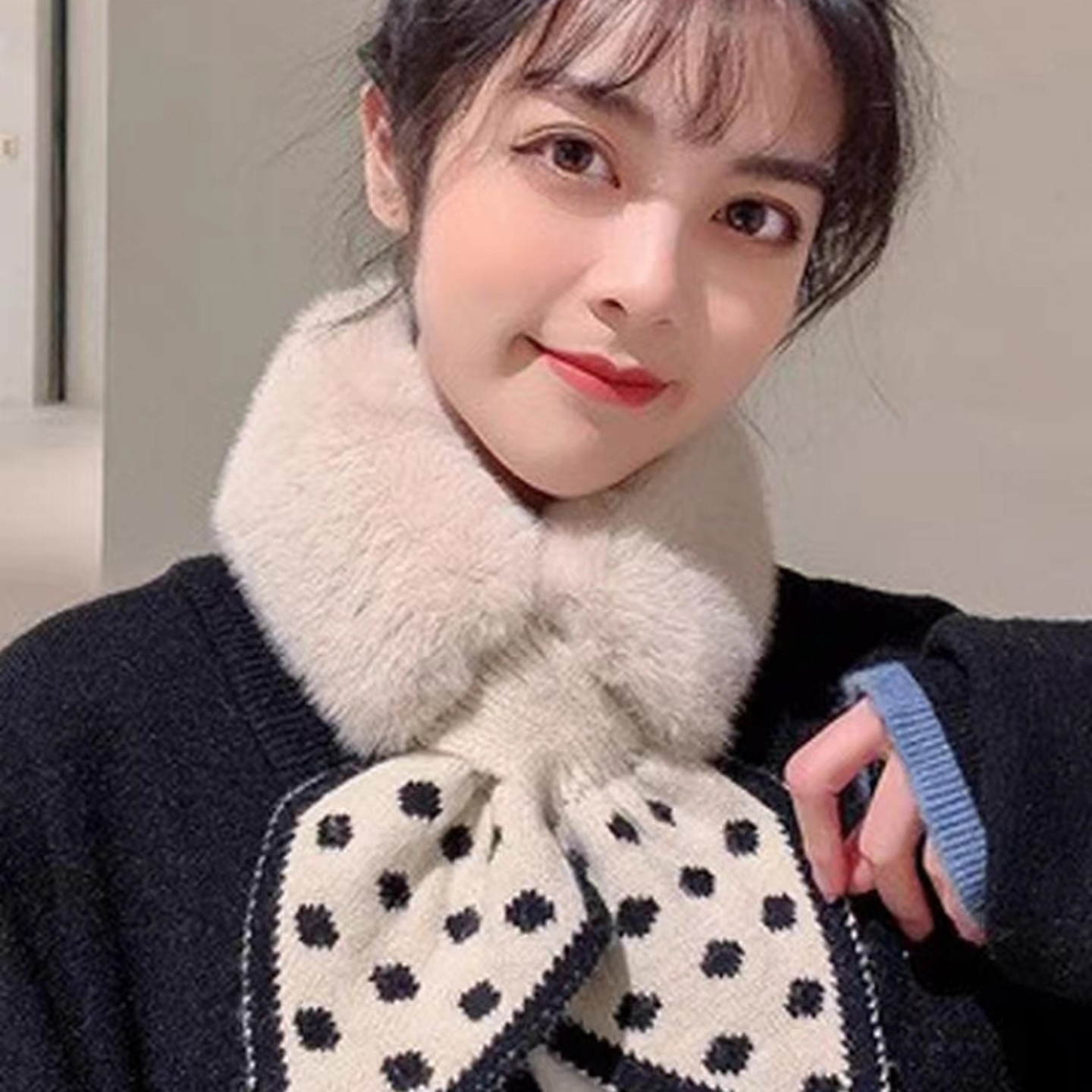 2025新款加厚秋冬交叉毛围脖领子毛绒新款毛韩版针织保暖围巾女,服饰配件/皮带/帽子/围巾,围巾/丝巾/披肩,淘宝优惠券,粉丝福利购,淘宝优惠卷