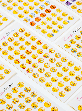 qq表情贴纸emoji贴纸表情包贴图贴画手帐英文字母标签儿童教师表扬奖励卡通笑脸黄豆日记贴新版苹果