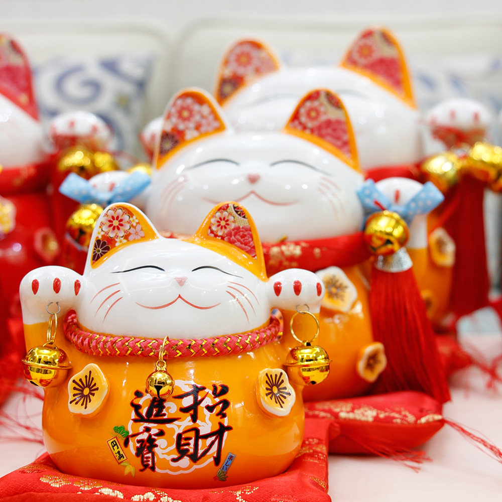 招财猫存钱罐陶瓷摆件家用客厅装饰办公桌招财小创意店铺开业礼品