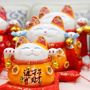 招财猫存钱罐陶瓷摆件家用客厅装饰办公桌招财小创意店铺开业礼品