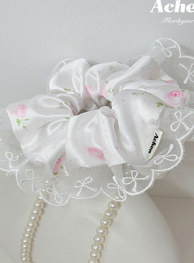 Achen｜玫瑰芭蕾 独家原创清新碎花蕾丝发圈甜美法式芭蕾手作发饰