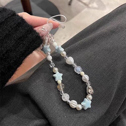 可爱蓝色星星手机壳挂绳