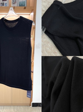 TR~Y单 100扬子纱羊毛 黑色背心 精纺纱女装极简风针织马甲00204