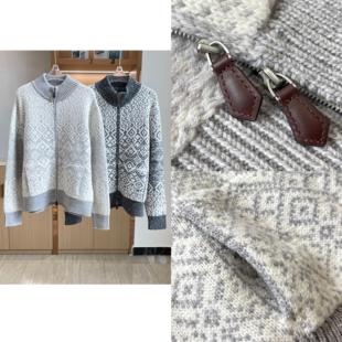 lp菱格拉链针织外套秋冬新款女装立领毛衣 羊绒衫409