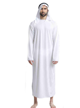 万圣节迪拜cosplay阿拉伯酋长子化装舞会男纯白中东服装