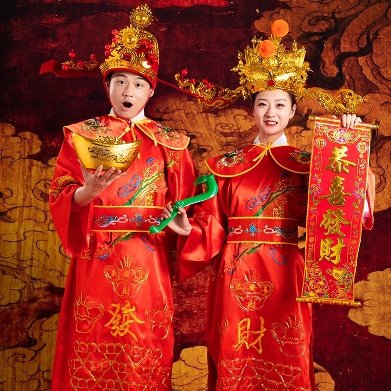 财神爷服装卷轴男女年会现货cosplay戏剧搞笑新年喜庆时尚万圣节